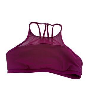 Lululemon Maroon Halter Get Set Mesh Top Sports Bra Size 6